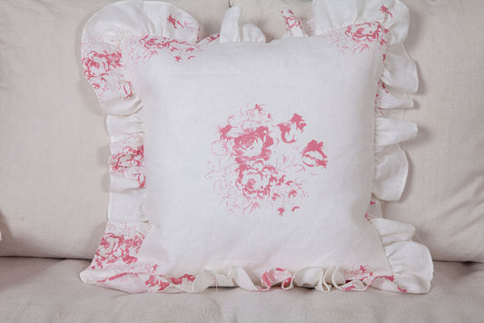 Cabbages & Roses Hatley Frilled Cushion in Raspberry