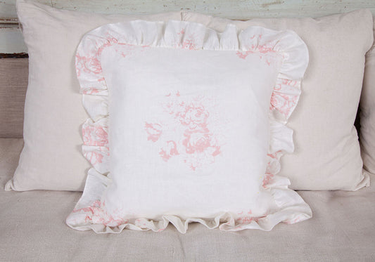 Cabbages & Roses Hatley Frilled Cushion in Pale Pink