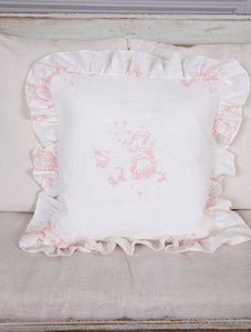 Cabbages & Roses Hatley Frilled Cushion in Pale Pink