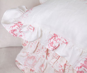 Cabbages & Roses Hatley Frilled Cushion in Raspberry
